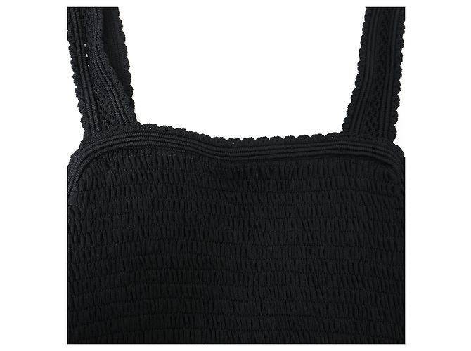 Mini abito smock con scollo quadrato Sandro in viscosa nera Nero - vista 5