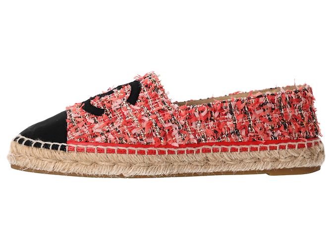 Timeless Espadrilles Chanel Grosgrain CC Cap Toe in Tweed Rosa - vista 2