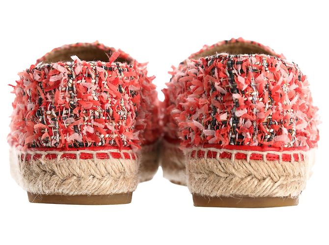 Timeless Espadrilles Chanel Grosgrain CC Cap Toe in Tweed Rosa - vista 3