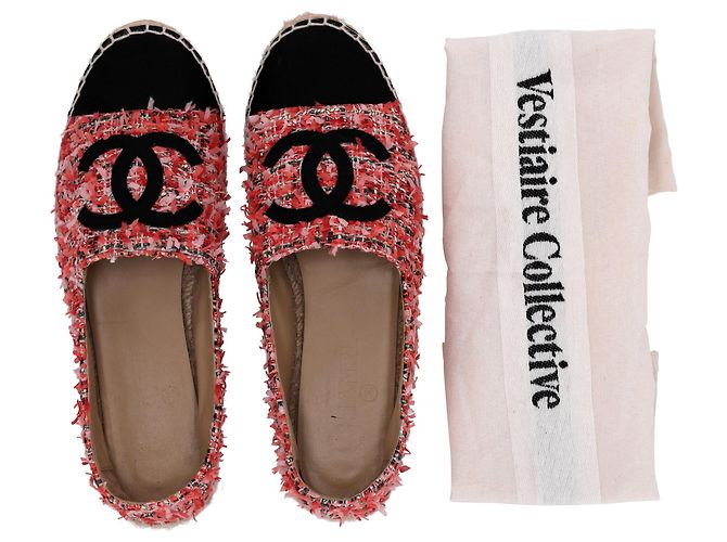 Timeless Espadrilles Chanel Grosgrain CC Cap Toe in Tweed Rosa - vista 6