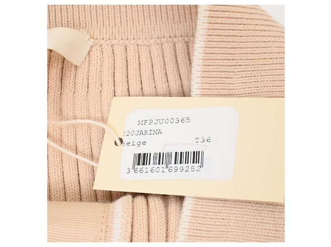 Mini saia de malha canelada Maje em viscose bege - vista 5
