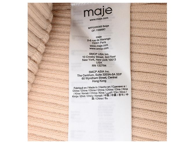 Mini saia de malha canelada Maje em viscose bege - vista 7