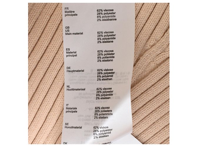 Mini saia de malha canelada Maje em viscose bege - vista 8