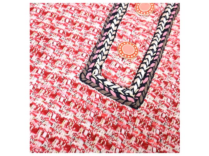 Top polo corto de tweed rojo en algodón Maje Roja - vista 12