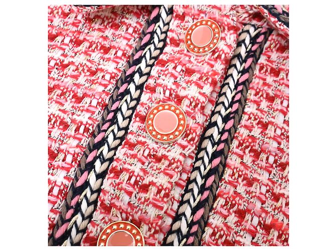 Top polo corto de tweed rojo en algodón Maje Roja - vista 13
