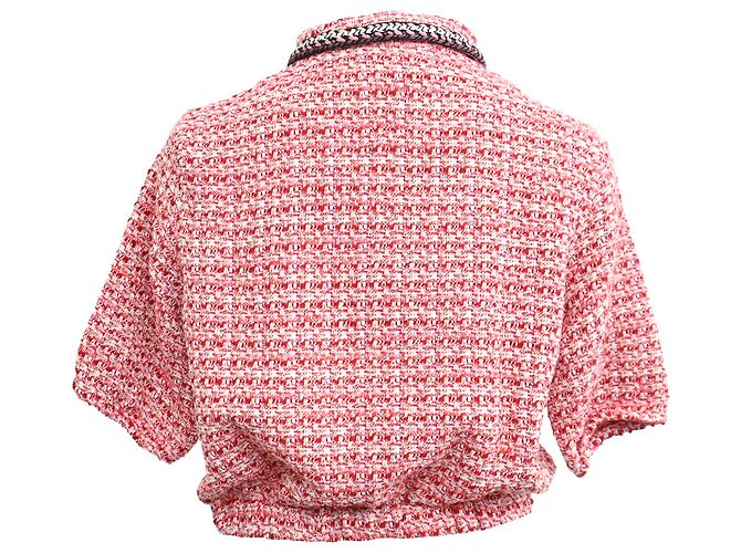 Top polo corto de tweed rojo en algodón Maje Roja - vista 3