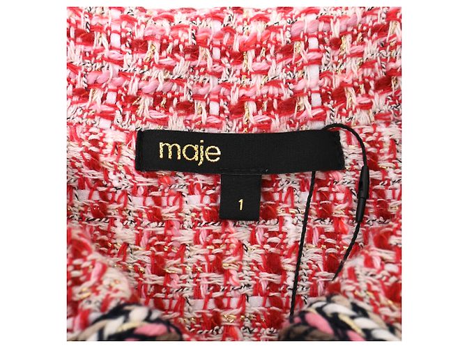 Top polo corto de tweed rojo en algodón Maje Roja - vista 4
