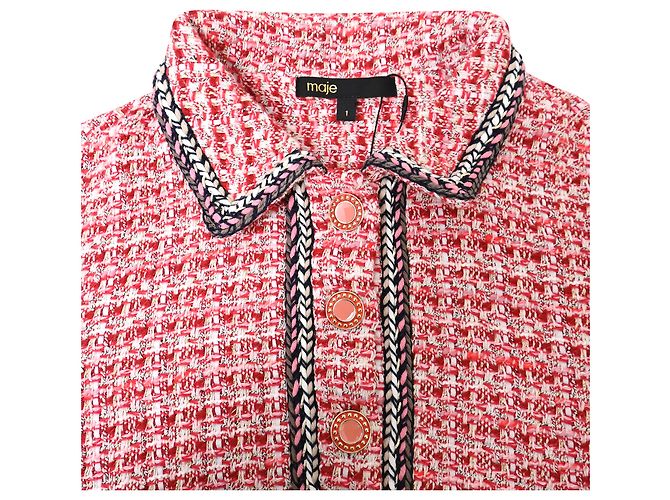Top polo corto de tweed rojo en algodón Maje Roja - vista 5
