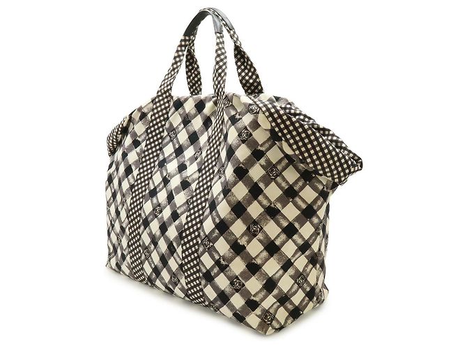 Borsa Tote in tela con motivo vichy Chanel Nero - vista 2