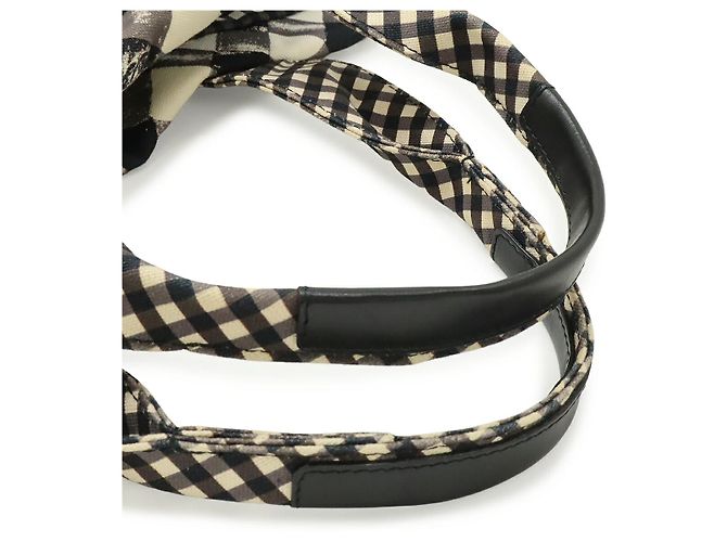 Borsa Tote in tela con motivo vichy Chanel Nero - vista 4