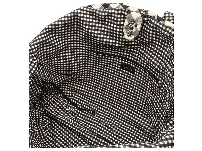 Borsa Tote in tela con motivo vichy Chanel Nero - vista 6