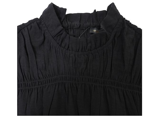 Mini abito Maje con collo alto arricciato in viscosa nera Nero - vista 4
