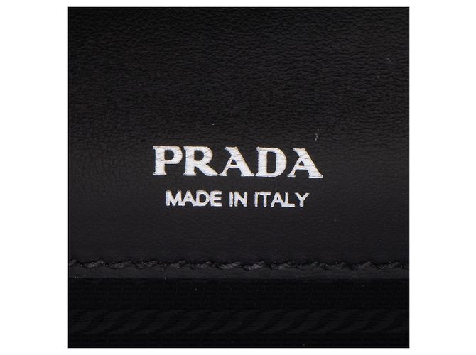 Borsa a tracolla con patta con chiusura e logo jacquard Prada Nero - vista 7