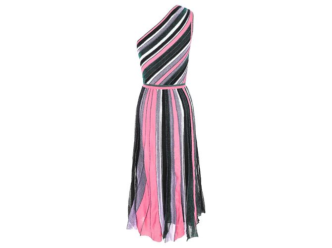 Missoni gestreiftes Lurex-Strick-Maxikleid mit einer Schulter in Multicolor aus Rayon Mehrfarben - Ansicht 3