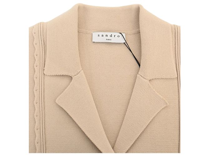 Vestido mini de punto con botones Sandro en viscosa beige - vista 4