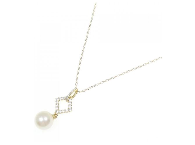 Autre Marque Collar de perlas Akoya y diamantes Au750 Dorado - vista 2