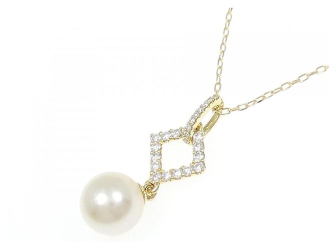 Autre Marque Collar de perlas Akoya y diamantes Au750 Dorado - vista 3