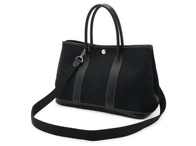 Hermès Borsa 2 ways Hermes Garden Party TPM Toile Officier Leather 2way Bag Nero - vista 2