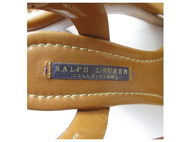 Sandali in pelle Ralph Lauren Marrone Cammello - vista 10