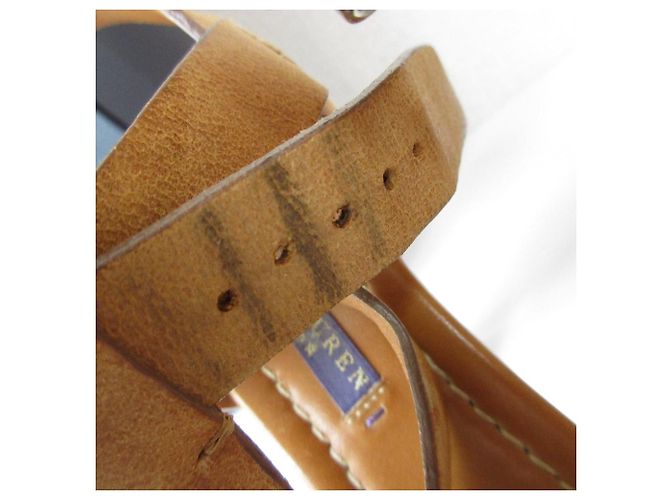 Sandali in pelle Ralph Lauren Marrone Cammello - vista 14