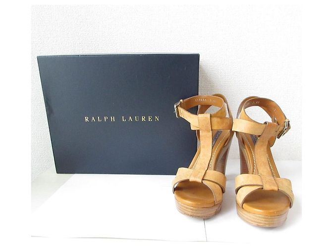 Sandali in pelle Ralph Lauren Marrone Cammello - vista 2