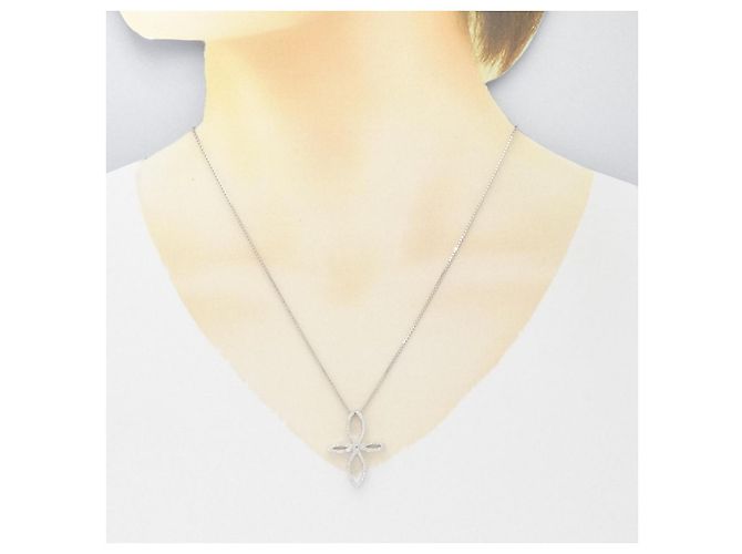 Autre Marque Collana in oro bianco Au750 e diamanti Argento - vista 6