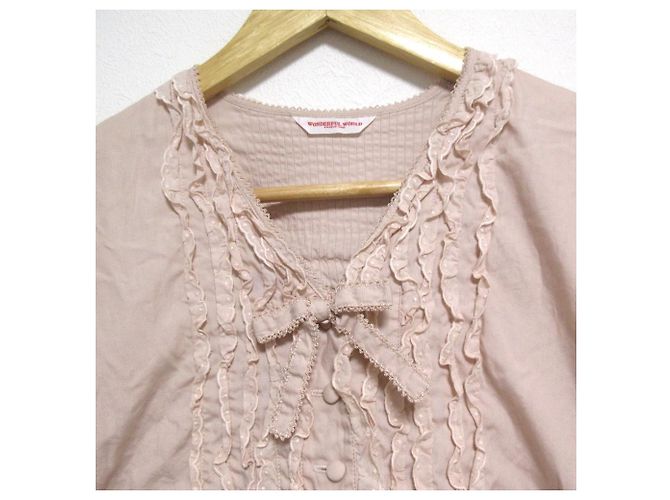 Autre Marque Blusa de mangas curtas com babados e fita de renda WONDERFUL WORLD Rosa - vista 4