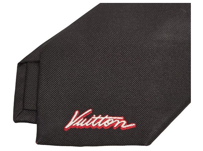 Louis Vuitton Logo Silk Tie Black - view 3