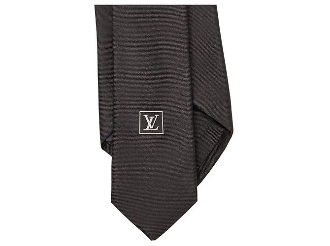 Louis Vuitton Logo Silk Tie Black - view 5