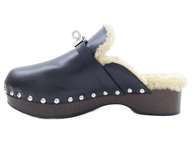 Hermès Shearling-Schuhe Schwarz - Ansicht 2