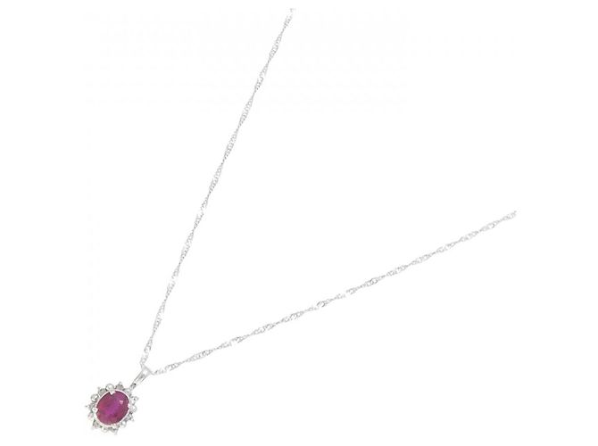 Autre Marque Collar de oro blanco Au750, rubí y diamante Plata - vista 2