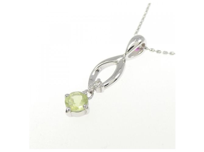 Autre Marque Collana in oro bianco Au750 con peridoto, rubino e diamante Argento - vista 3