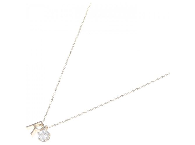 Autre Marque Collana con iniziale R in zircone cubico K10YG D'oro - vista 2