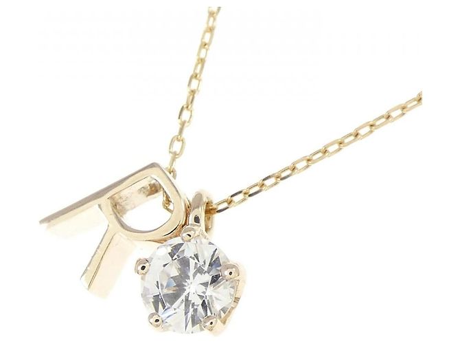 Autre Marque Collana con iniziale R in zircone cubico K10YG D'oro - vista 3