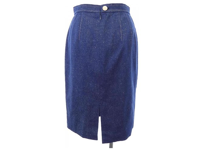 Falda de seda Leonard Fashion Azul Azul marino - vista 2