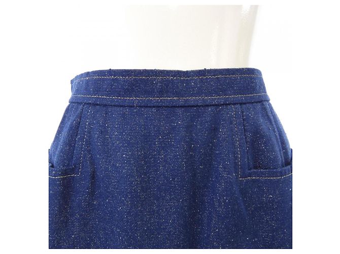 Falda de seda Leonard Fashion Azul Azul marino - vista 5