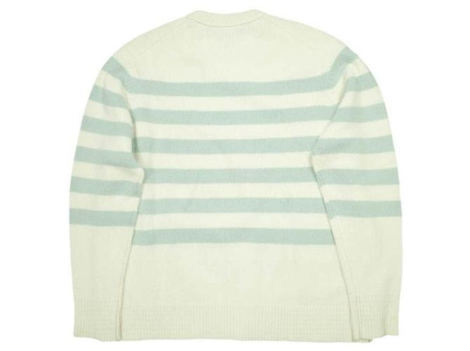 Suéter de lana con parche de cara a rayas Acne Studios Beige Verde - vista 2