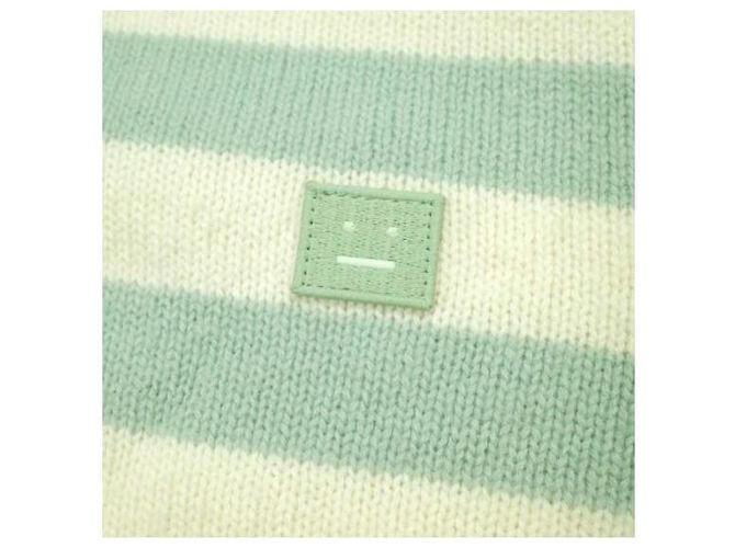 Suéter de lana con parche de cara a rayas Acne Studios Beige Verde - vista 4