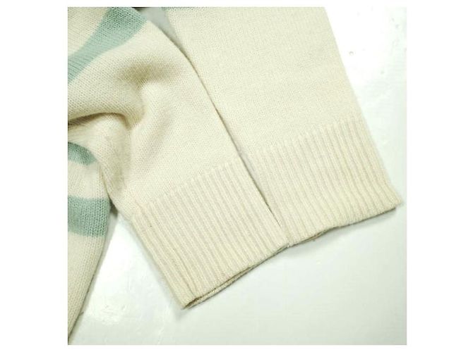 Suéter de lana con parche de cara a rayas Acne Studios Beige Verde - vista 5