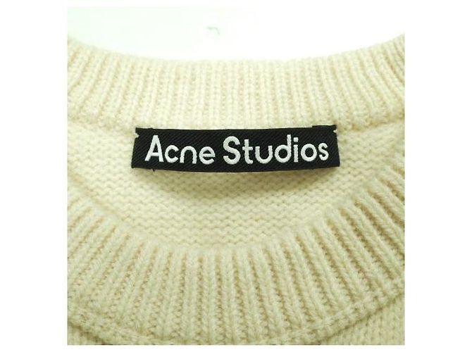 Suéter de lana con parche de cara a rayas Acne Studios Beige Verde - vista 7