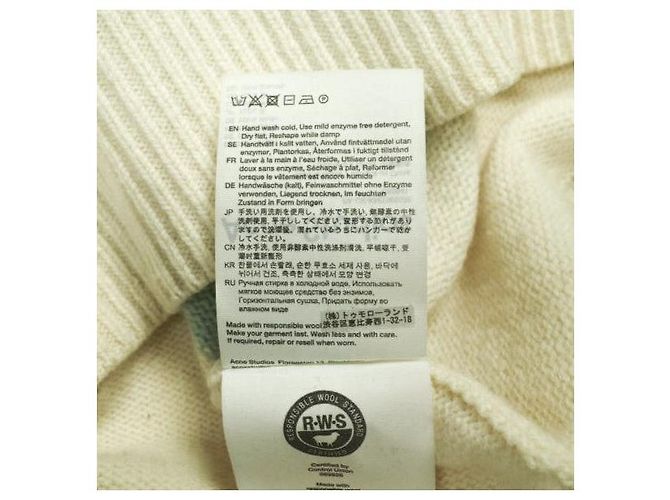 Suéter de lana con parche de cara a rayas Acne Studios Beige Verde - vista 8