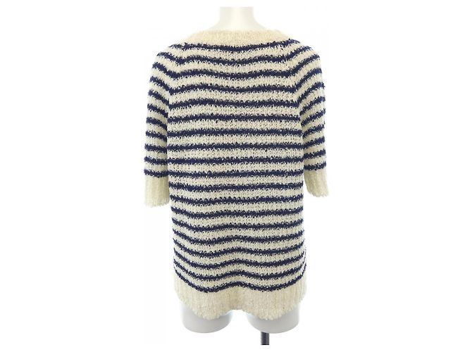 Top de punto Christian Dior Blanco Azul marino - vista 2