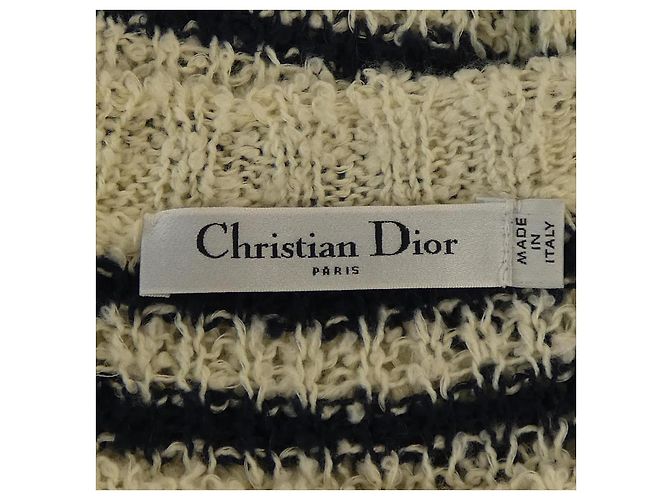 Top de punto Christian Dior Blanco Azul marino - vista 4