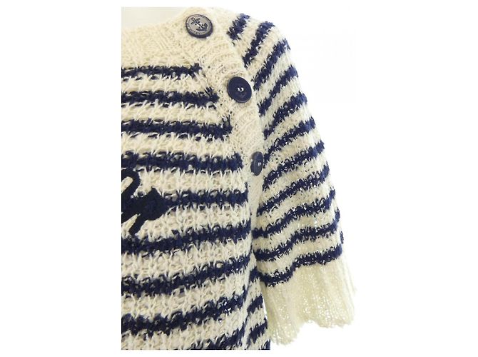 Top de punto Christian Dior Blanco Azul marino - vista 6