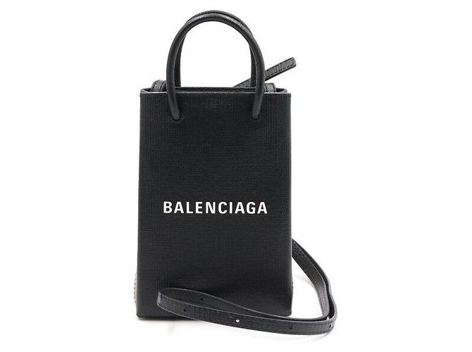 Balenciaga Borsa Tote e Borsa a tracolla Mini porta telefono con logo nero - vista 2