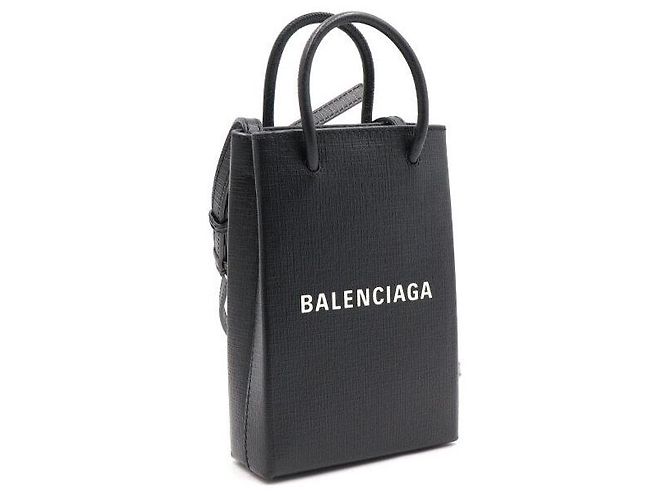 Balenciaga Borsa Tote e Borsa a tracolla Mini porta telefono con logo nero - vista 4