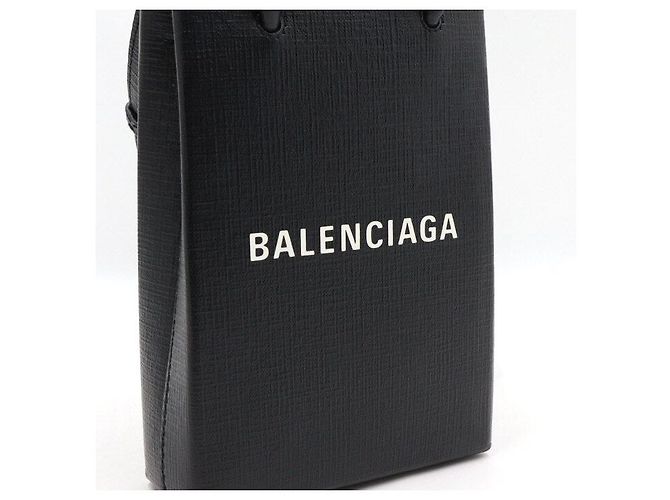 Balenciaga Borsa Tote e Borsa a tracolla Mini porta telefono con logo nero - vista 5