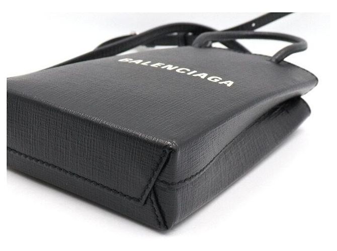 Balenciaga Borsa Tote e Borsa a tracolla Mini porta telefono con logo nero - vista 8