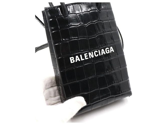 Balenciaga Borsa Tote e Borsa a Tracolla Mini Porta Telefono con Logo Nero - vista 8