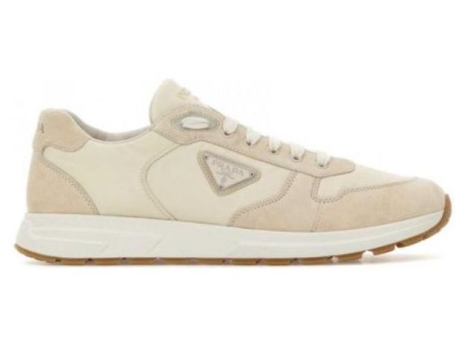 Prada Sneakers in nylon e scamosciato Bianco - vista 3